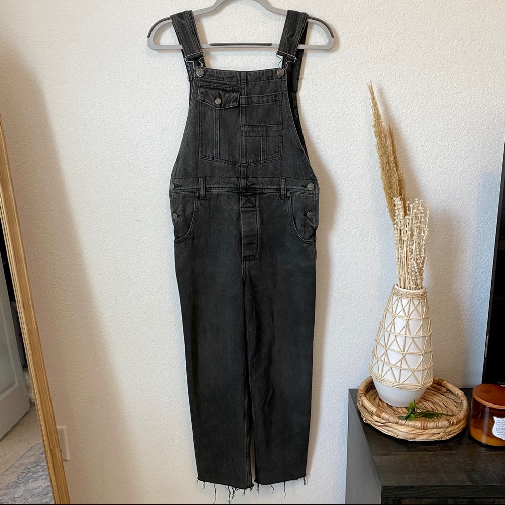 Free People Black Denim Overalls
